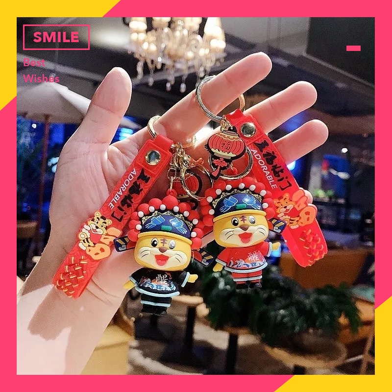 Móc khóa hình con hổ dễ thương phong cách năm mới