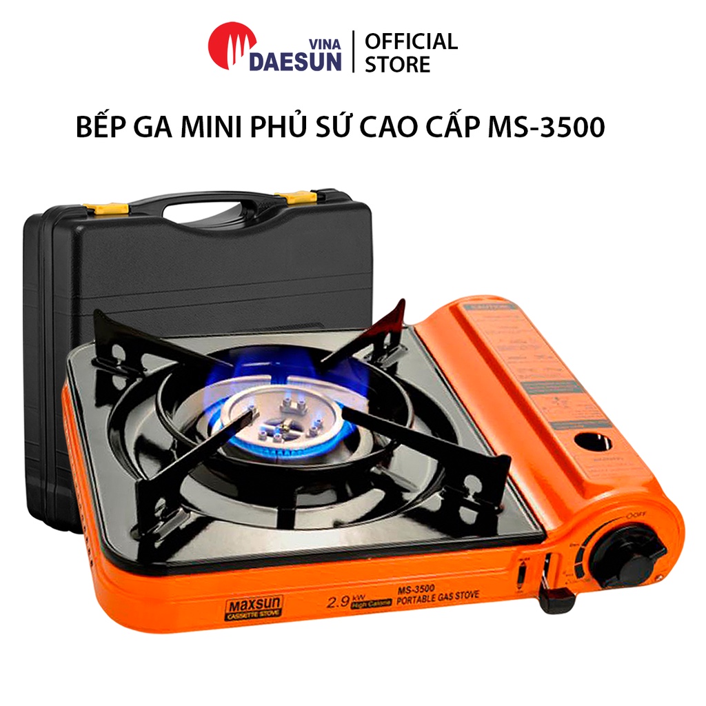 Bếp Ga Mini Chính Hãng MS-3500 - Phủ Sứ Cao Cấp | Công Suất 2900W | Vòng Chắn Gió | Bảo Hiểm Chống Nổ | Maxsun