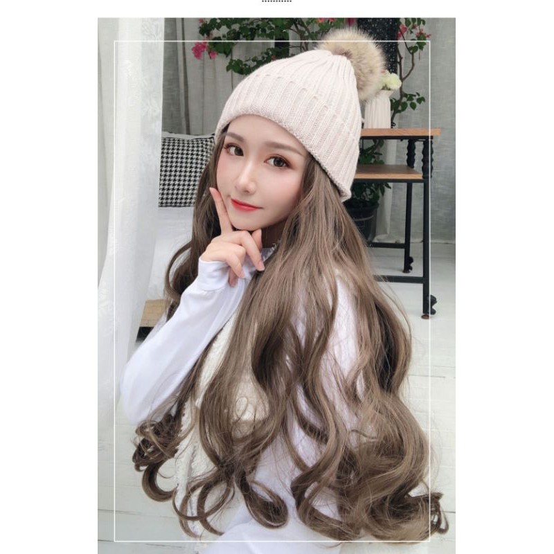 tóc giả mũ len❤freeship 50k❤ tóc giả mũ len xoăn cao cấp