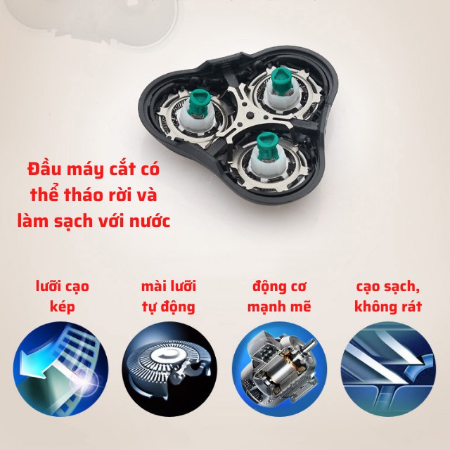 [Không Rát] Máy Cạo Râu Nam Cạo Khô Cạo Ướt Chống Nước IPX7 May Cao Rau RQ1152