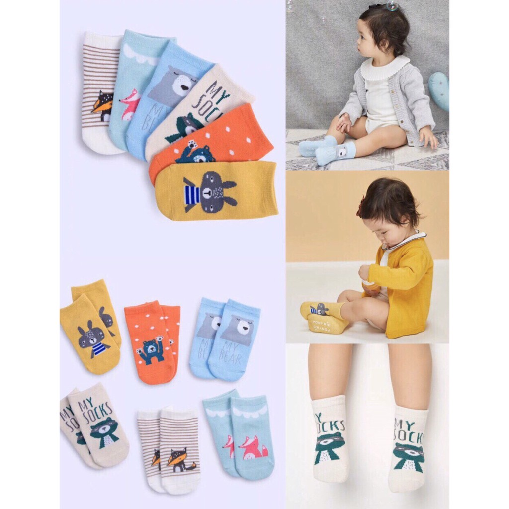 combo 5 đôi Tất xuất hàn pony kid Cho Bé 0 - 3 Tuổi