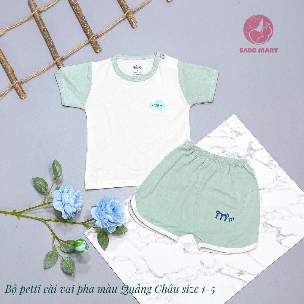 Bộ Cộc Tay Phối Áo Trắng Quần Màu Hi! Mom Kids Chất Đẹp