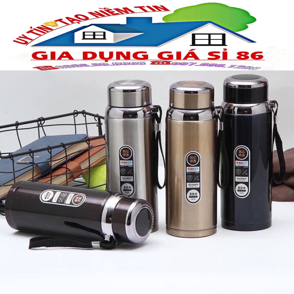 BÌNH GIỮ NHIỆT 600ml/ 800ml/ 1000ml/ 1200ml/1500ml LẮP KIM CƯƠNG CAO CẤP-( inox 304)