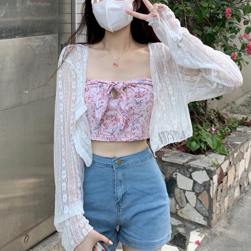 Áo Khoác Ren 35-80kg Aimeehouse Tay Dài Phối Ren Lưới Mỏng áo cardigan Thời Trang Quảng Châu