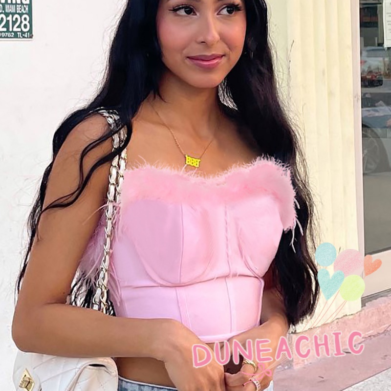 Áo Croptop Lông Cừu Không Dây Dáng Ôm Gợi Cảm Cho Nữ