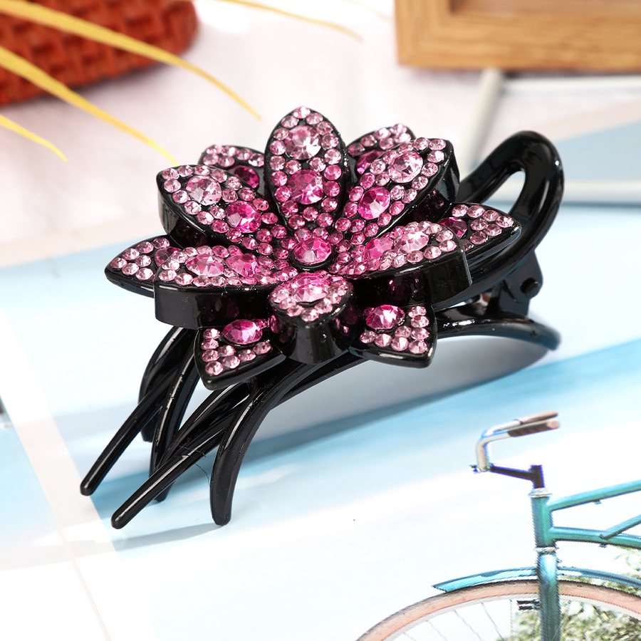 Kẹp tóc mặt hình hoa đính pha lê nhiều màu thời trang cho nữ