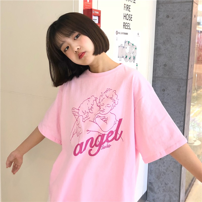 Áo thun tay lỡ ️ ANGEL ️ phông Unisex nam nữ tee oversize form rộng pull Ulzzang Streetwear Hàn Quốc vải mềm