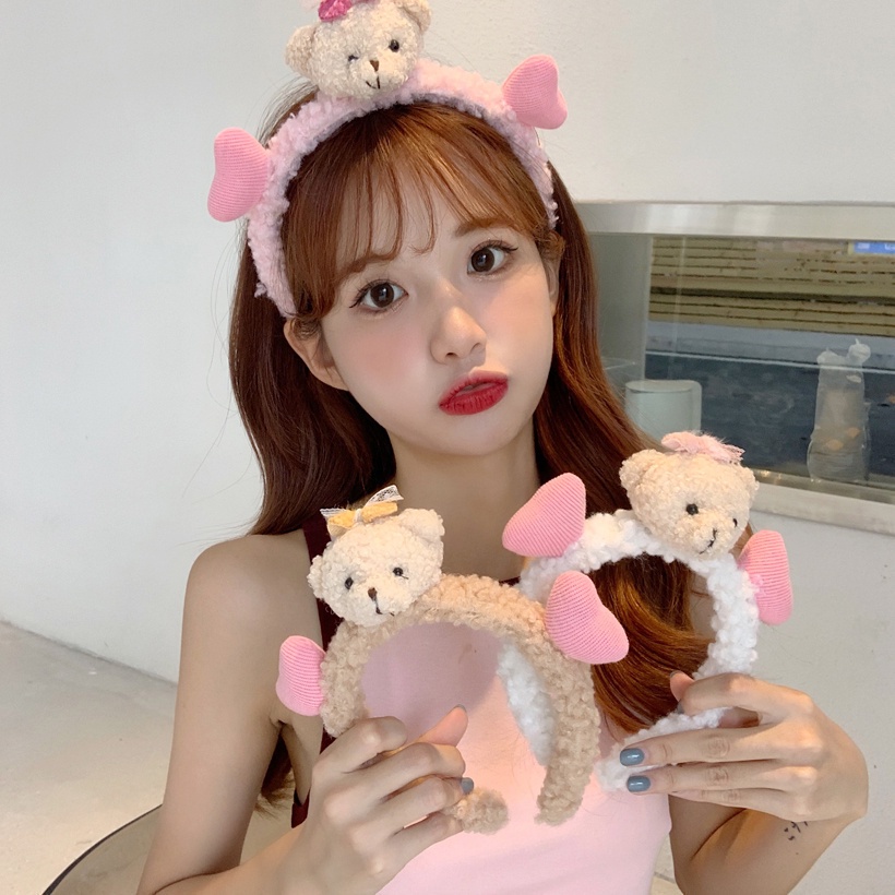 Băng đô cài tóc hình gấu bông dễ thương thời trang thu đông cho nữ