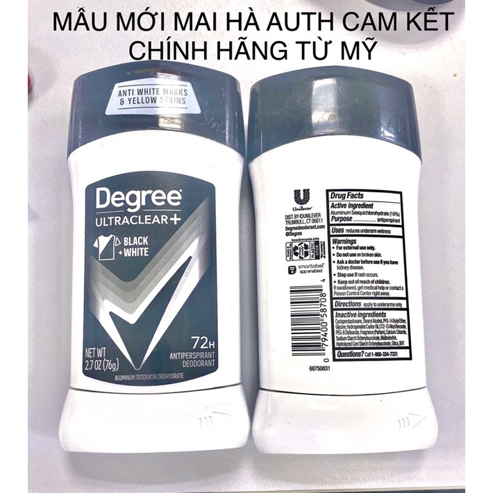 Lăn nách khử mùi sáp Degree 76g nam từ Mỹ