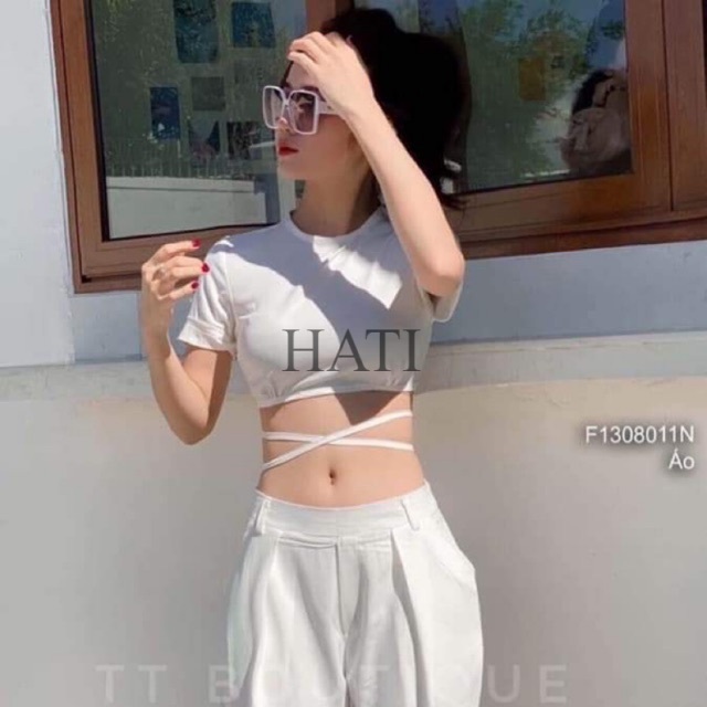 Áo croptop nữ 🍓🍓 ôm tay ngắn🍓🍓 cột dây eo tay ngắn Sexy Chất thun borip | BigBuy360 - bigbuy360.vn