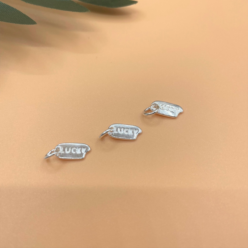 Charm treo hình hạt gạo có chữ Lucky may mắn - Charm Bạc 925 - Mã CA935 CB810