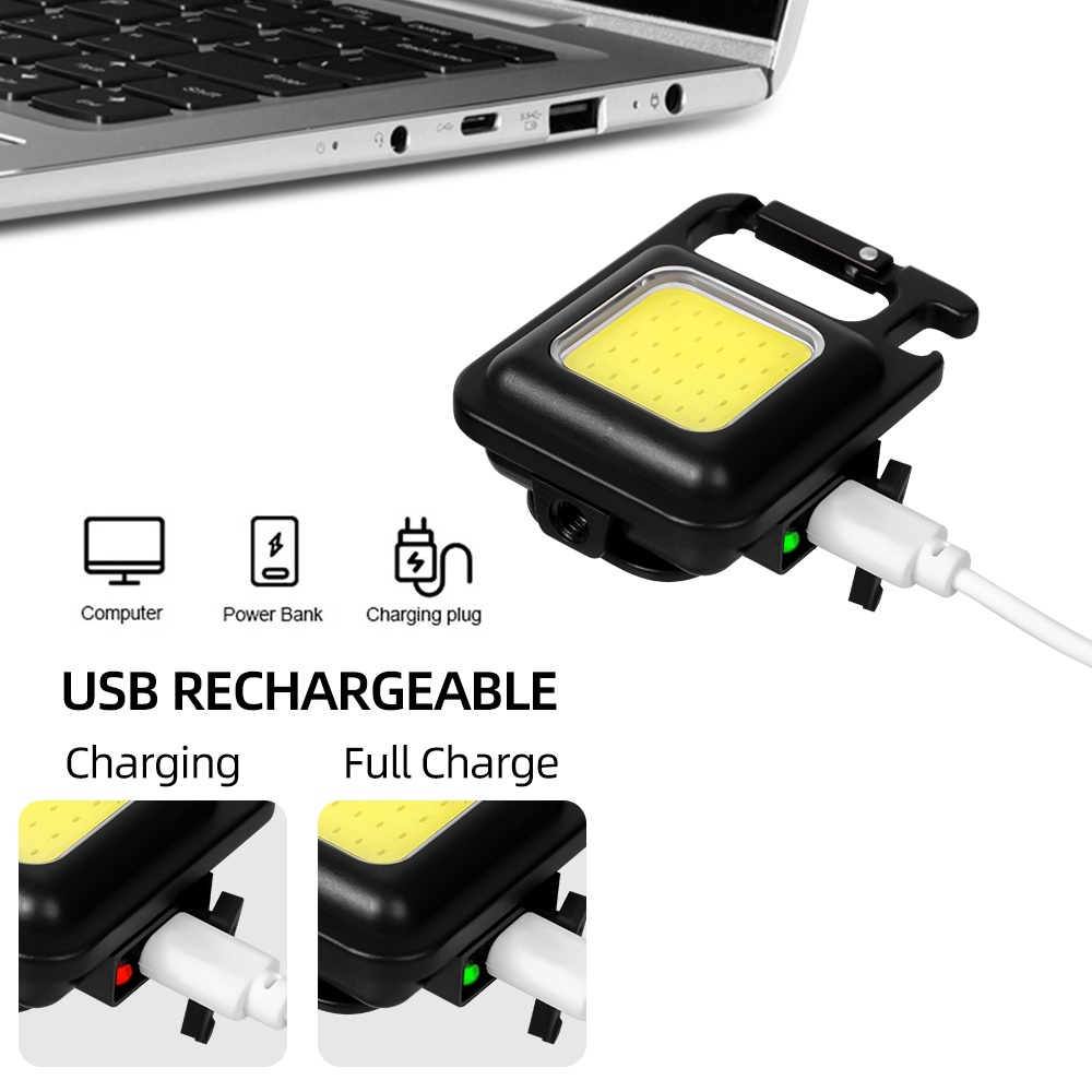 Đèn LED COB Mini Thiết Kế Nhỏ Gọn Kèm Móc Treo Chìa Khóa Tiện Dụng Cho Dã Ngoại / Công