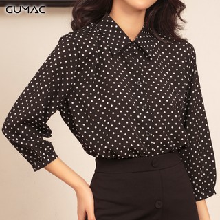 Áo chấm bi tay phồng GUMAC AA469_DEN