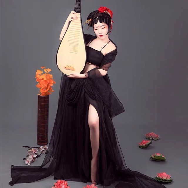 Hán phục cổ trang Đôn Hoàng đen