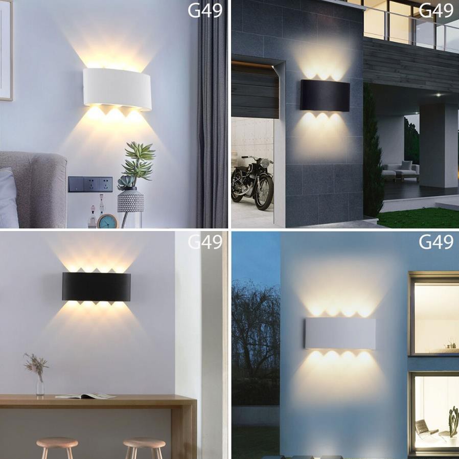Đèn trang trí hắt tường 2 đầu ánh sáng led vàng 6-8w chống nước chất liệu hợp kim sơn tĩnh điện B052 - Bảo hành 12 tháng