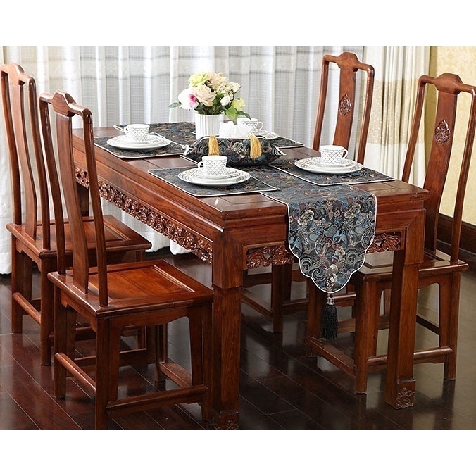 Tấm vải lụa satin thêu họa tiết phong cách Trung Hoa 100x75cm dành cho may đầm phụ kiện