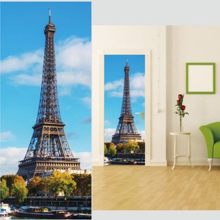 [210*90CM] Tranh 3D dán tường-decal dán cửa-Tháp Eiffel- Tranh 3D - GDO01-SHOP-0101
