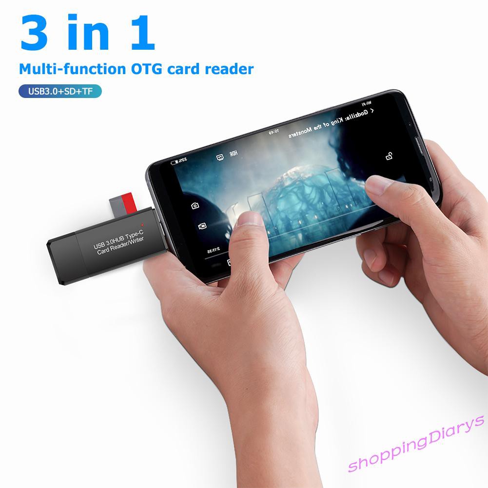 ✤Sh✤ YC-432 Memory Card Reader USB C to USB 3.0 OTG Adapter for Laptop Phone