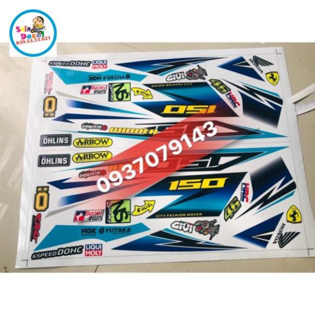Tem rời winner dán xe trắng tem 3 lớp ko bay màu