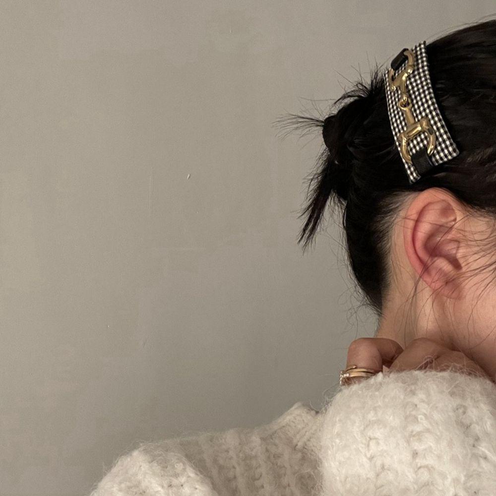 Băng Đô Cài Tóc Chất Liệu Da Phối Nhung Màu Trắng Đen Phong Cách Vintage Hàn Quốc