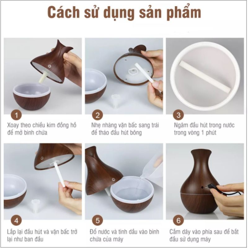 Máy xông tinh dầu, khuyếch tán tinh dầu, xông mũi họng, phun sương tạo ẩm 220ml - Tinh Dầu Nguyên Chất HTX Sinh Dược