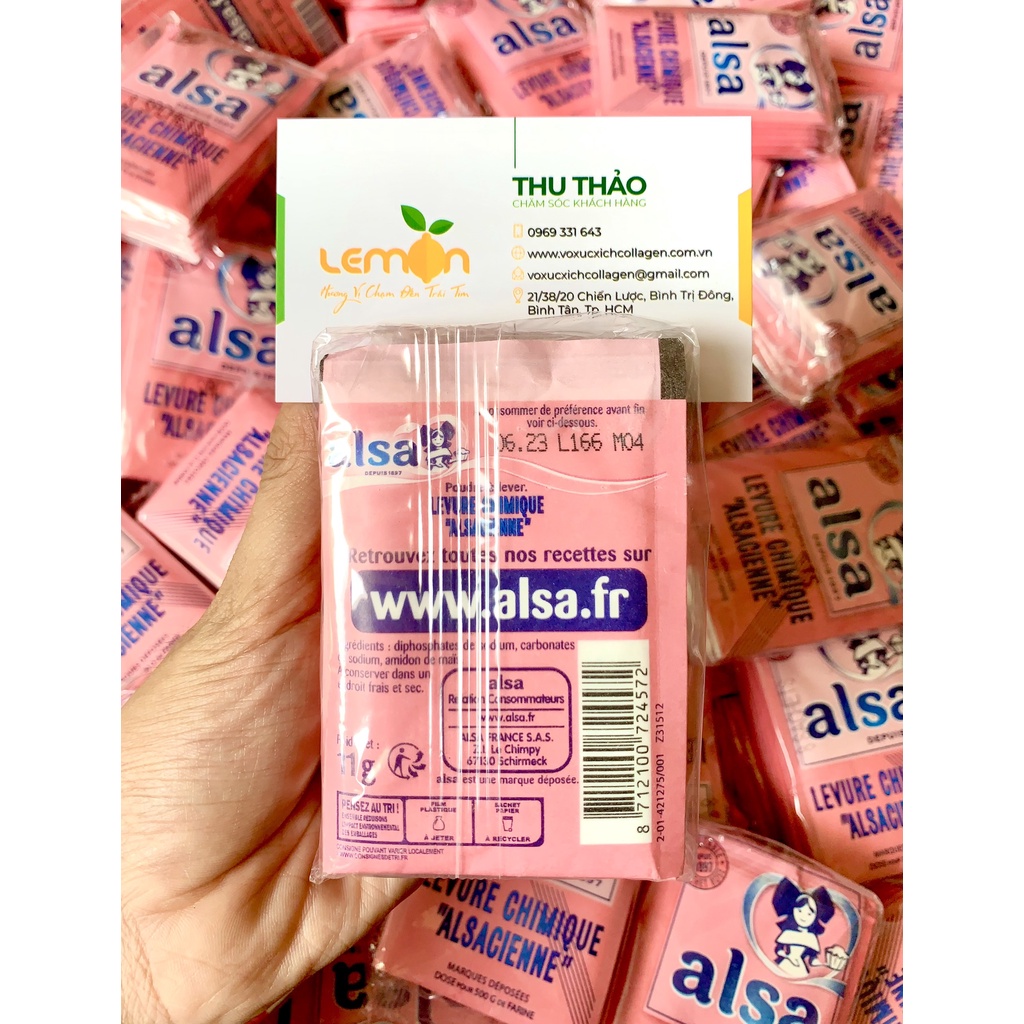 Bột nổi bột nở Alsa hàng Pháp, lốc 8 gói - Baking powder Alsa - Date xa
