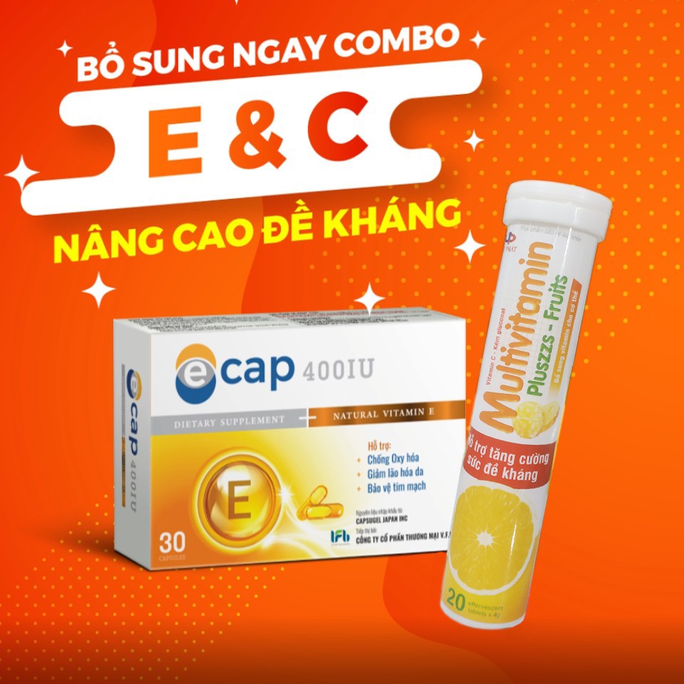 ✔️️️(Tặng Kèm Vitamin C) Combo kết hợp Vitamin E+C Tăng Sức Đề Kháng - Chăm Sóc Da Toàn Diện