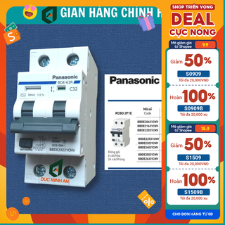 Át chống giật 32a, rcbo 32a, cb chống giật 32a, aptomat chống rò chống giật, chống ngắn mạch, chống quá tải panasonic