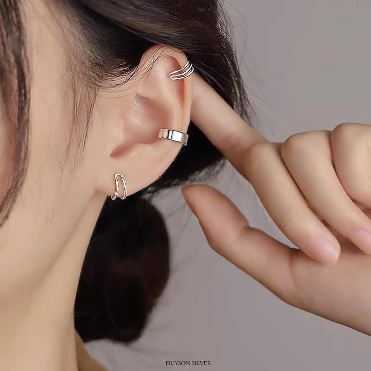 Bông tai bạc nữ DUYSON SILVER, Khuyên tai bạc 925 kẹp vành Earcuff