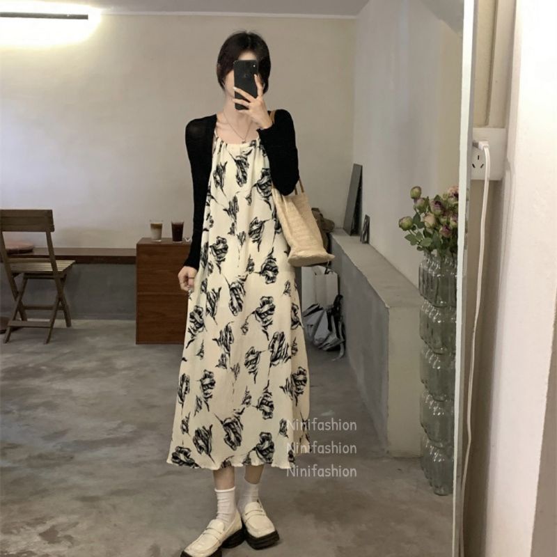 /ORDER kèm ảnh thật / Váy maxi nữ voan mát mẻ và áo khoác croptop mỏng nhẹ