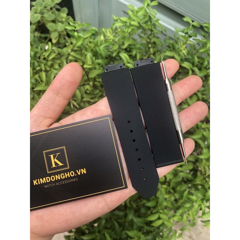 Dây đồng hồ Hublot nam cao su trơn đen size 19 25 22 Tặng kèm đồ thay dây