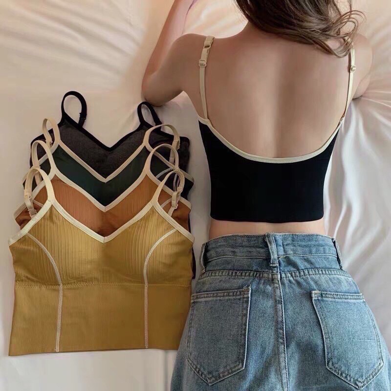 Áo Bra ❤️FREESHIP❤️ Áo Bra Thể Thao Croptop Chiết Gân Hở Lưng 550 Trang Storeee