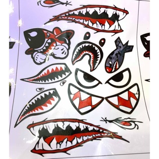 Bộ tem logo cá mập , mắt cá , xương cá mập dán xe đủ vị trí