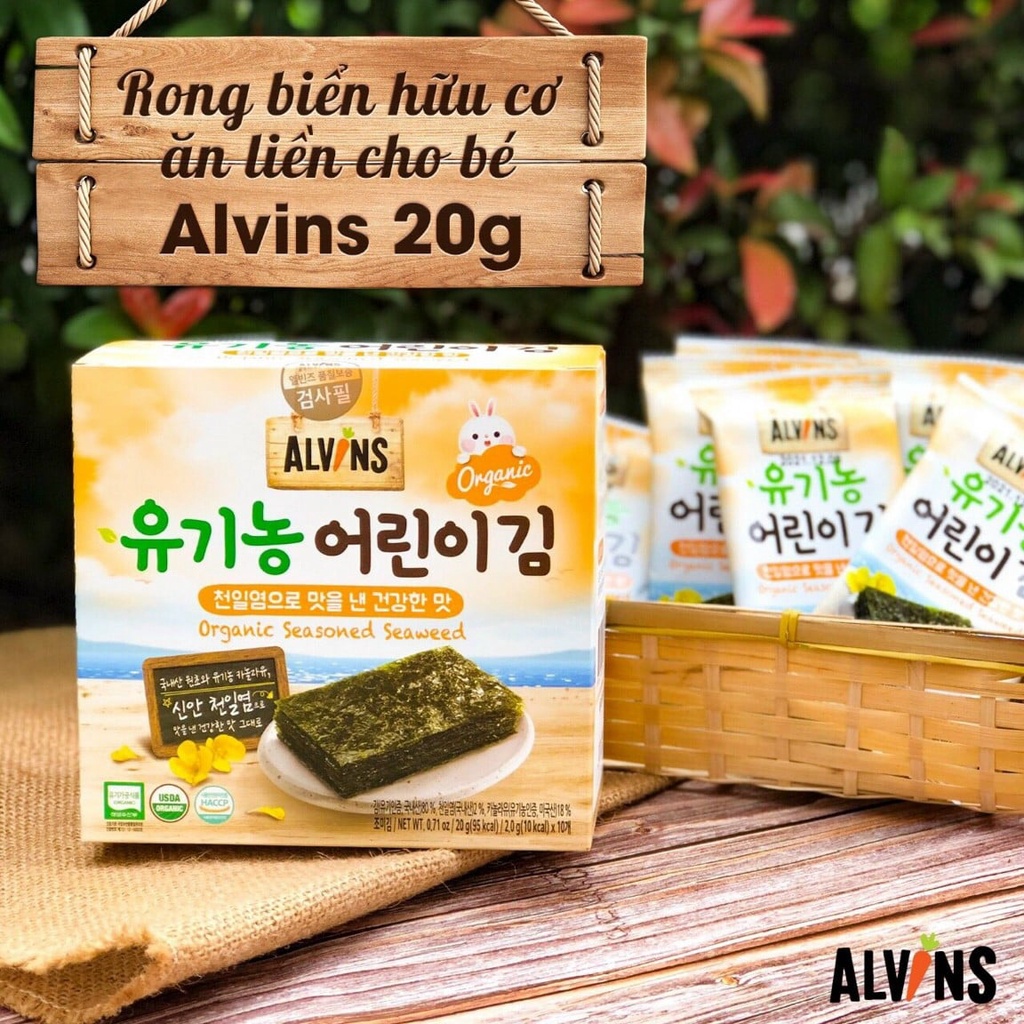 Rong Biển Hữu Cơ Và Hũu Cơ Tách Muối Ăn Liền Cho Bé Alvins 15g 20gr - XanhSam Organic