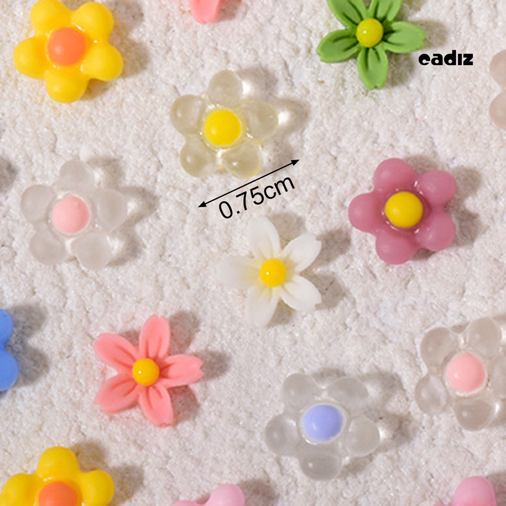 Set 50 Phụ Kiện Trang Trí Móng Tay Nghệ Thuật Hình Hoa 3D Mini Bằng Nhựa Resin Màu Sáng Chống Nước Cho Nữ