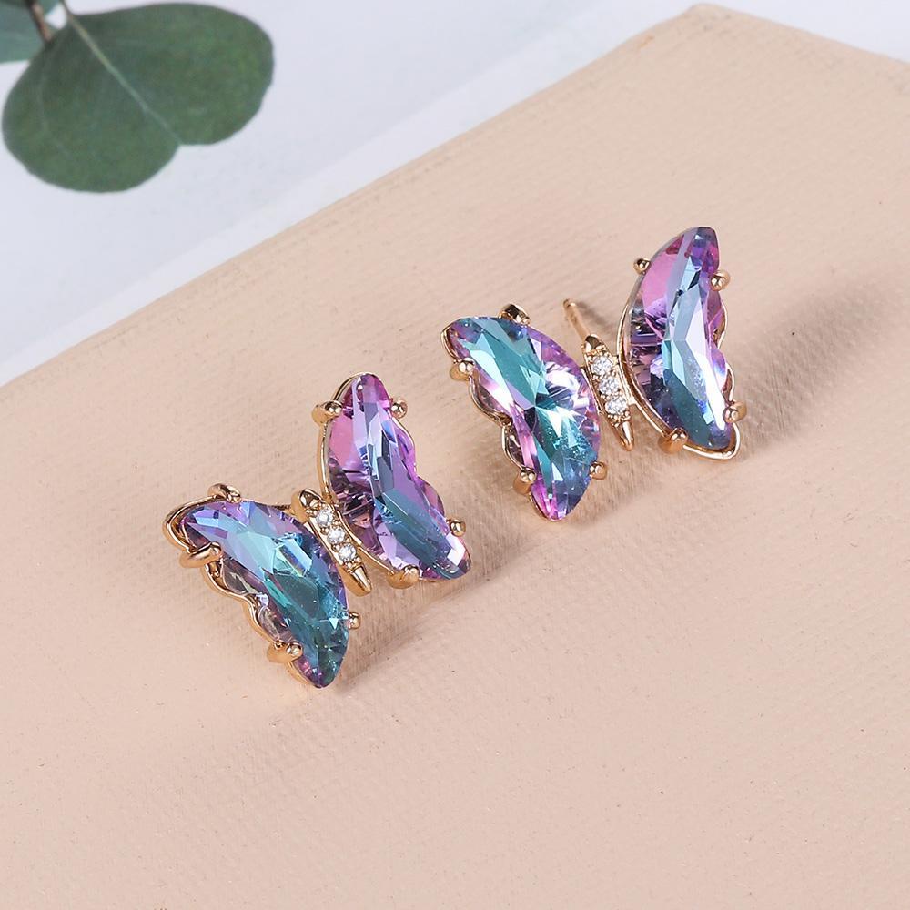 BSUNS 1 Đôi Bông Tai Xỏ Lỗ Bằng Đồng Màu Sắc Gradient Phong Cách Retro