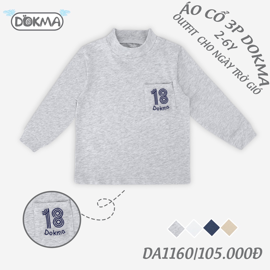 Áo cổ 3 phân dài tay cho bé Dokma vải cotton mỏng siêu đẹp 2T- 6T ( DA1160 )