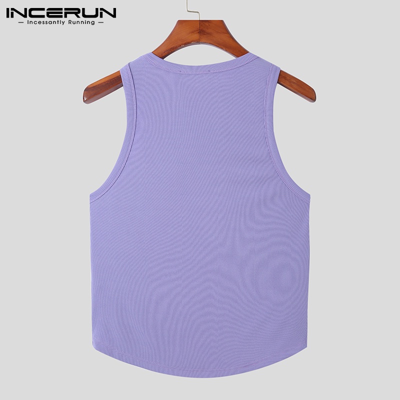 Áo thun ba lỗ Incerun màu sắc đơn giản thích hợp cho nam