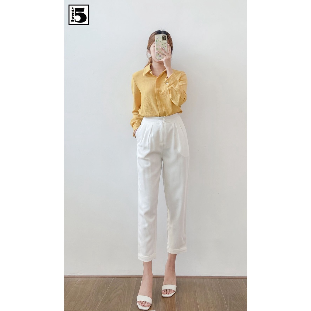 Áo sơ mi nữ công sở dáng suông nẹp viền cúc Twentyfive N189