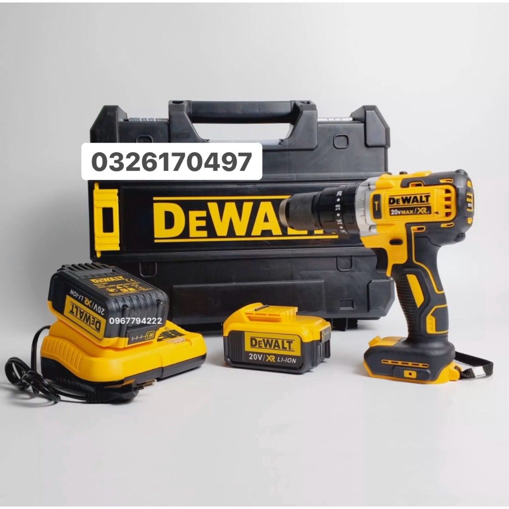 Máy Khoan Pin-Máy Máy khoan pin 20V DEWALT 3 chức năng có búa - Động cơ không chổi than-2 Pin 10 ceo