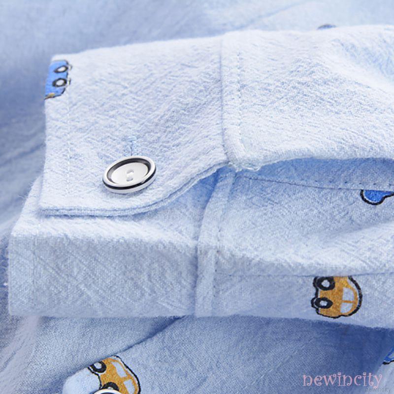 Set áo sơ mi in họa tiết hoạt hình + quần jean dài năng động dành cho bé trai