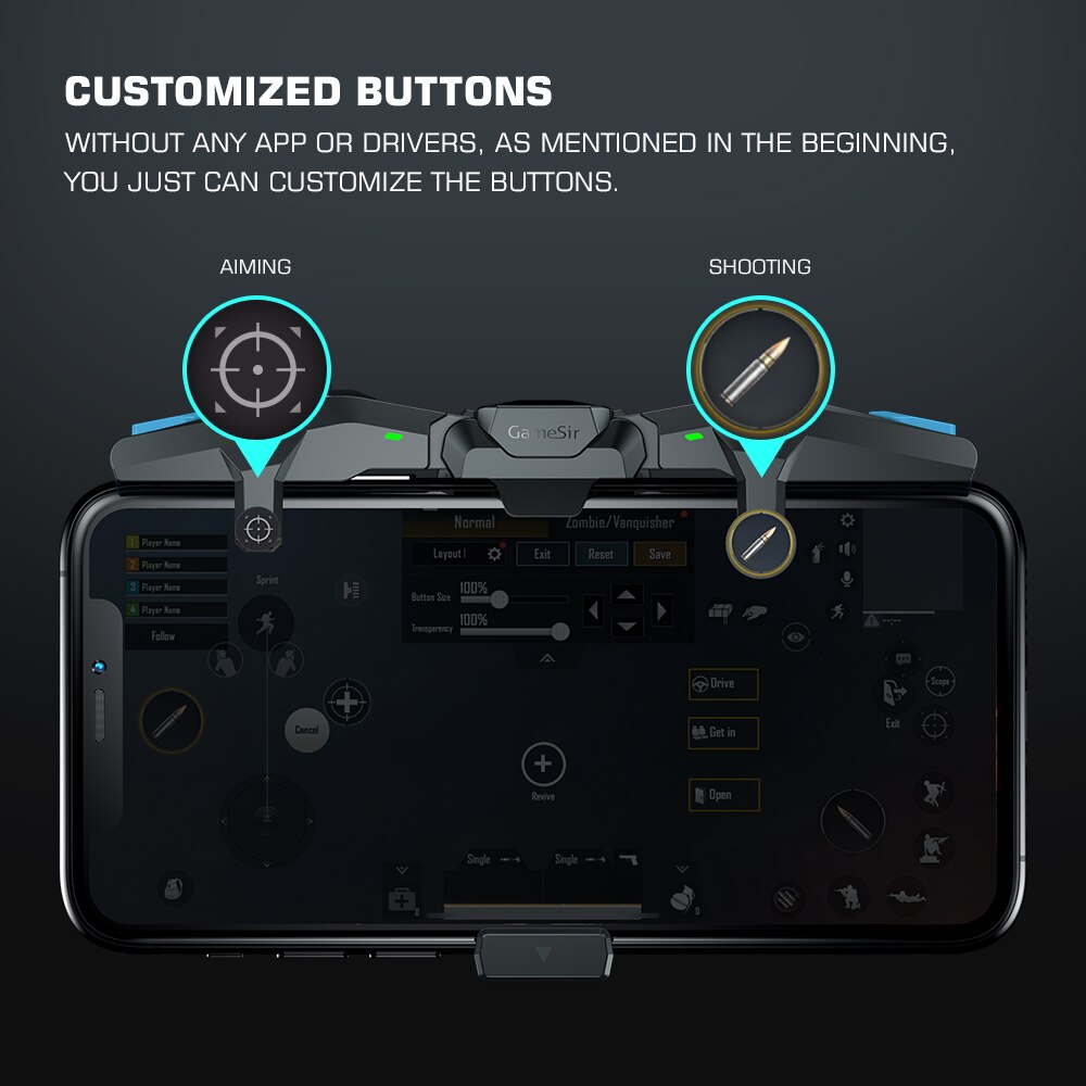 GameSir F4 Falcon PUBG Mobile Gaming Controller Gamepad Plug And Play For IPhone / Android Zero Latency For Call Of Duty