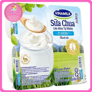 Lốc 4 hộp sữa chua Vinamilk Ít Đường,Có Đường,Không Đường 4 x 100 gram Lên Men Tự Nhiên- 100% CHÍNH HÃNG