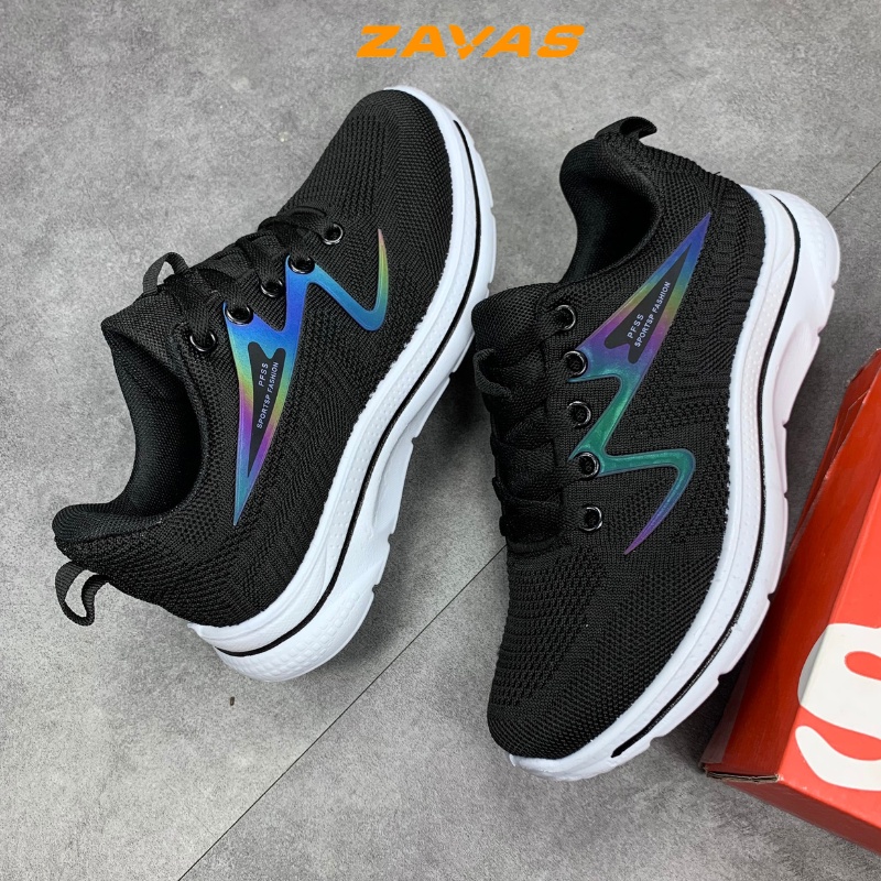 Giày thể thao sneaker nữ êm nhẹ ZAVAS lưới flynit thoáng khí công nghệ ép nhiệt cao 3cm - S408