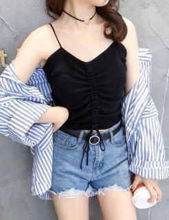 Áo mút ngực 2 dây rút croptop
