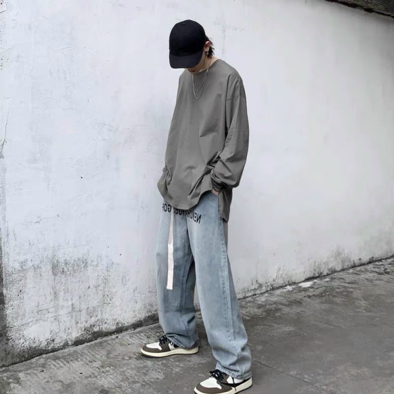 QUẦN BAGGY JEANS ỐNG RỘNG THÊU CHỮ FORM UNISEX (kèm hình chụp thật) | BigBuy360 - bigbuy360.vn