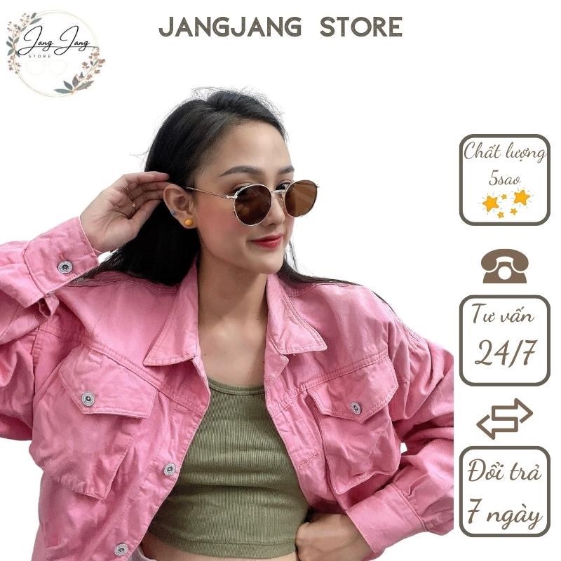 Kính đi biển mắt tròn JANGJANG phong cách hàn quốc dành cho nữ gọng kim loại mắt plastic chống Uv size nhỏ hợp mặt bé