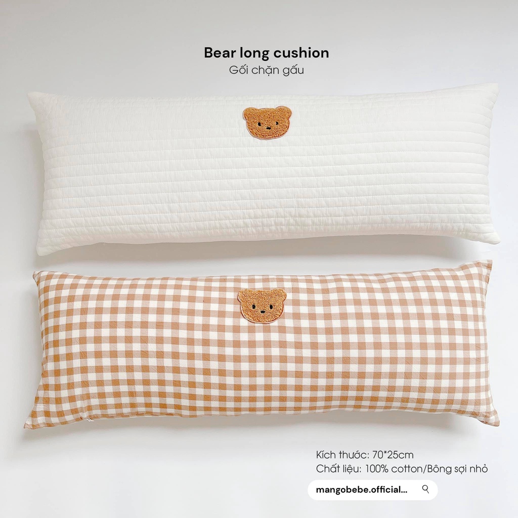 Bộ Bear's House gối ôm, gối chặn, túi ngủ, gối sơ sinh, yếm gấu, chăn gấu cho bé