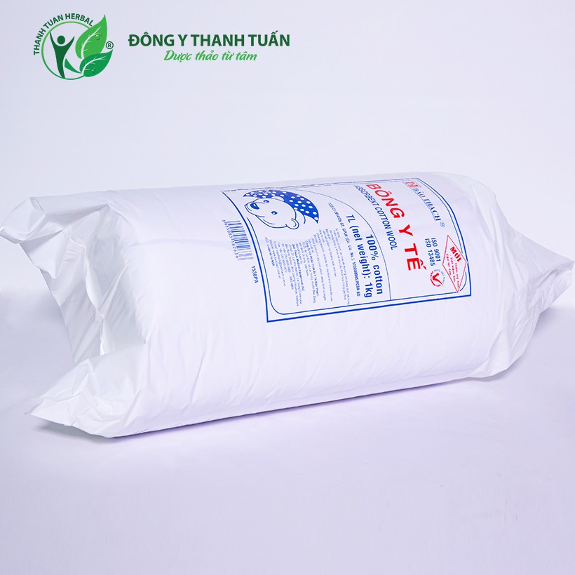 Bông Gòn Y Tế Bảo Thạch Thấm Nước 1kg - 100% Bông Tự Nhiên Thấm Hút Cao Và Nhanh