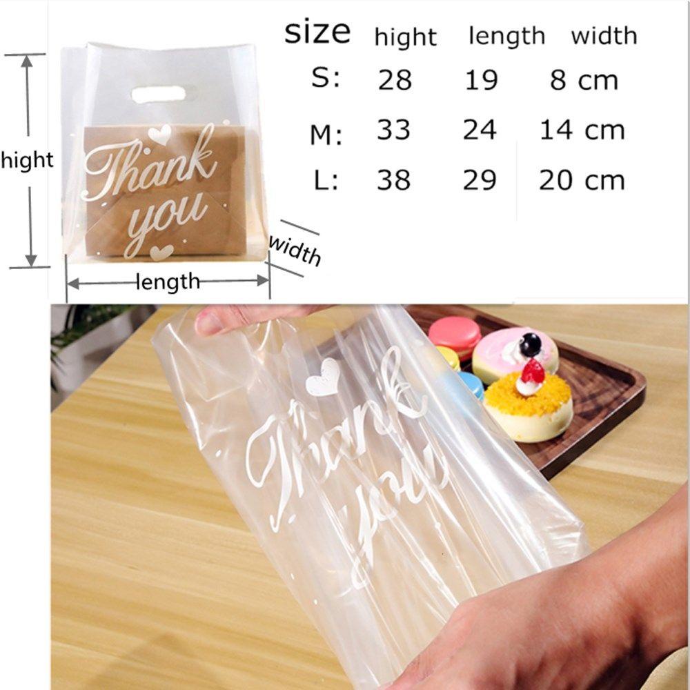 CONOPERY Bộ 50 Túi Nhựa Đựng Bánh Kẹo In Chữ Thank You Có Tay Cầm Tiện Dụng